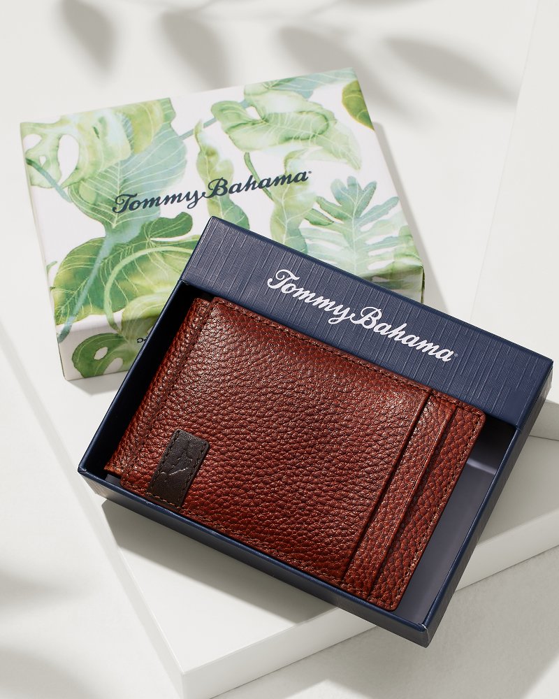 Tommy Bahama Scotchgrain Leather Magnetic Front Pocket Wallet