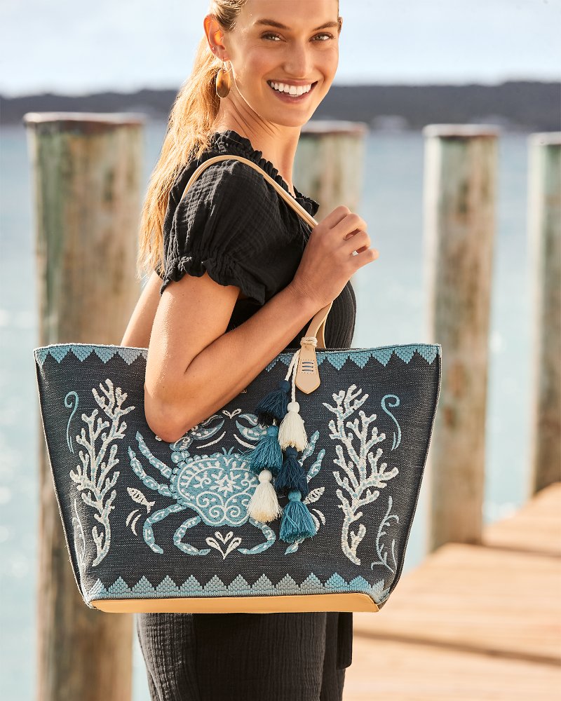 Tommy Bahama Embroidered Fiesta Crab Tote