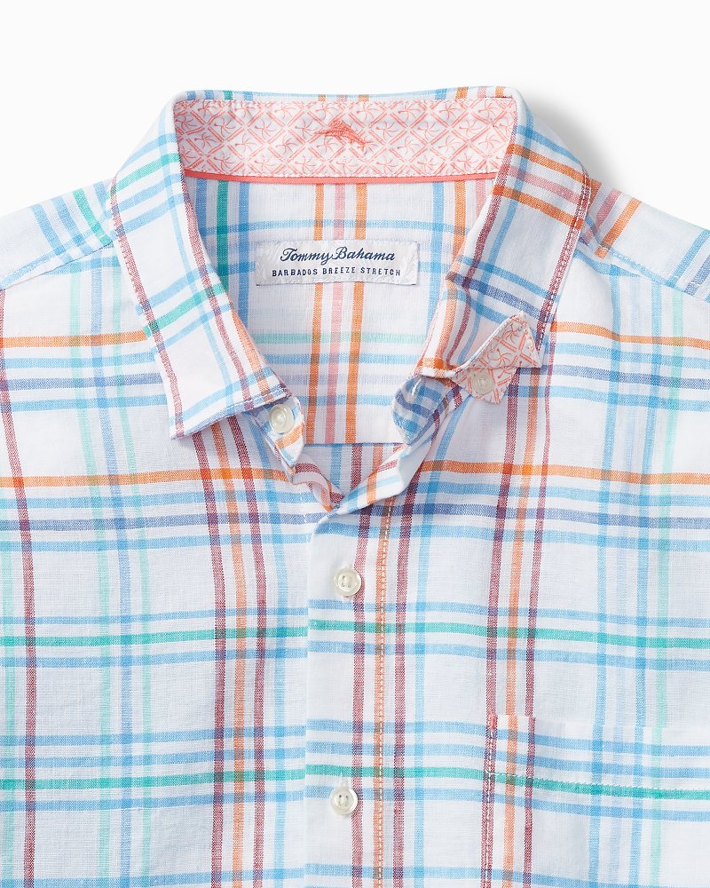 Tommy Bahama Big & Tall Barbados Breeze La Via Check Stretch-Linen Shirt