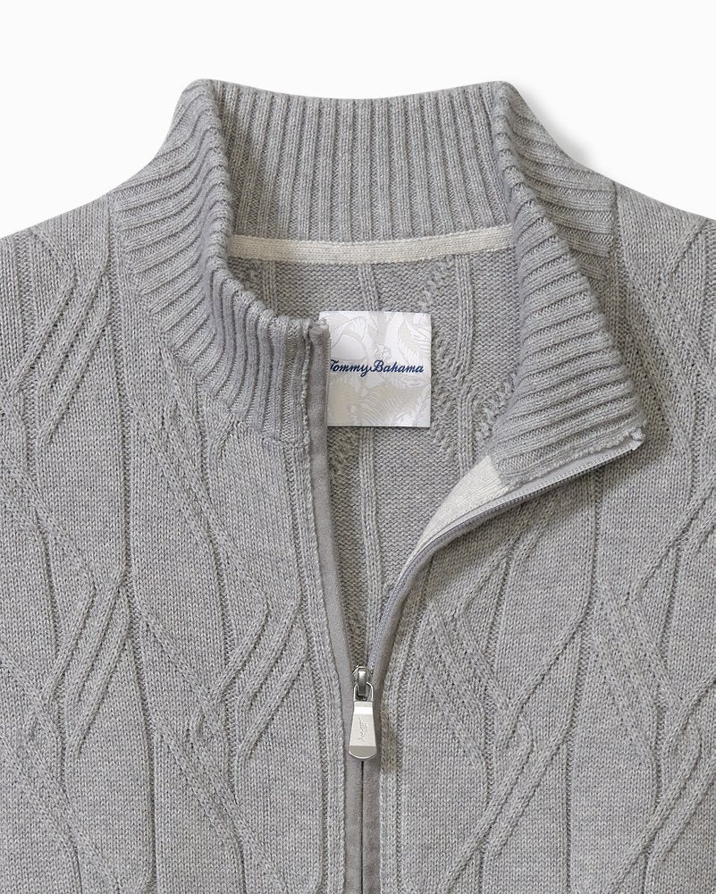 Tommy Bahama Big & Tall Capital Cable Full-Zip Cardigan