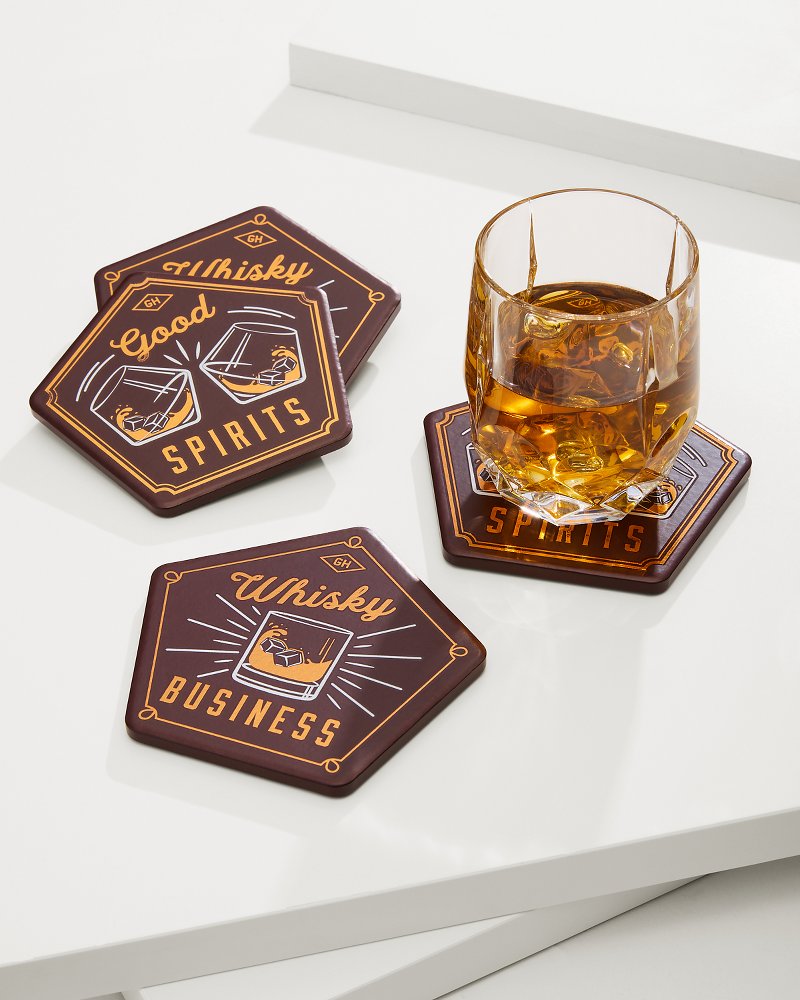 Tommy Bahama Whisky Business Coasters — Set of 4