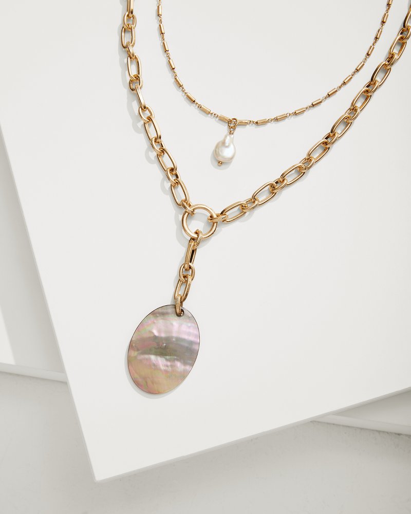 Tommy Bahama Seaside Layered Shell and Pearl Pendant Necklace
