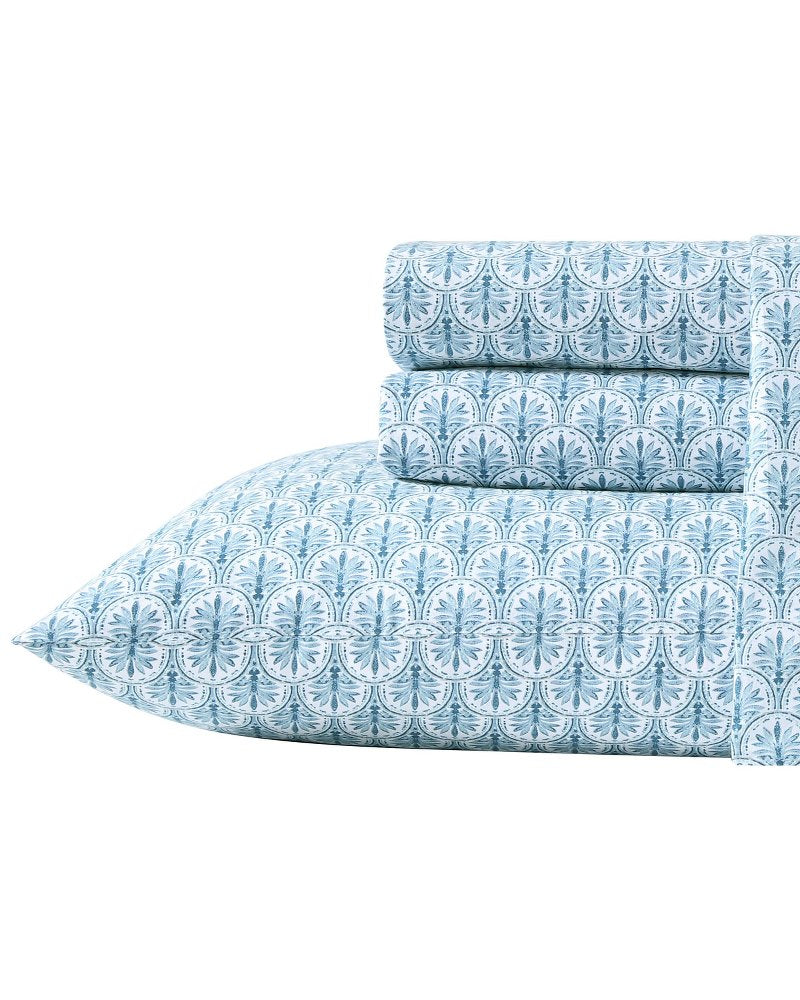 Tommy Bahama Coastal Batik Blue 4-Piece Queen Sheet Set