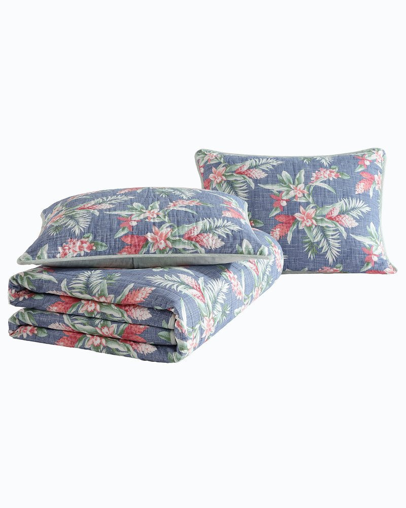 Tommy Bahama Floral Enchantment Reversible 3-Piece Full/Queen Quilt Set