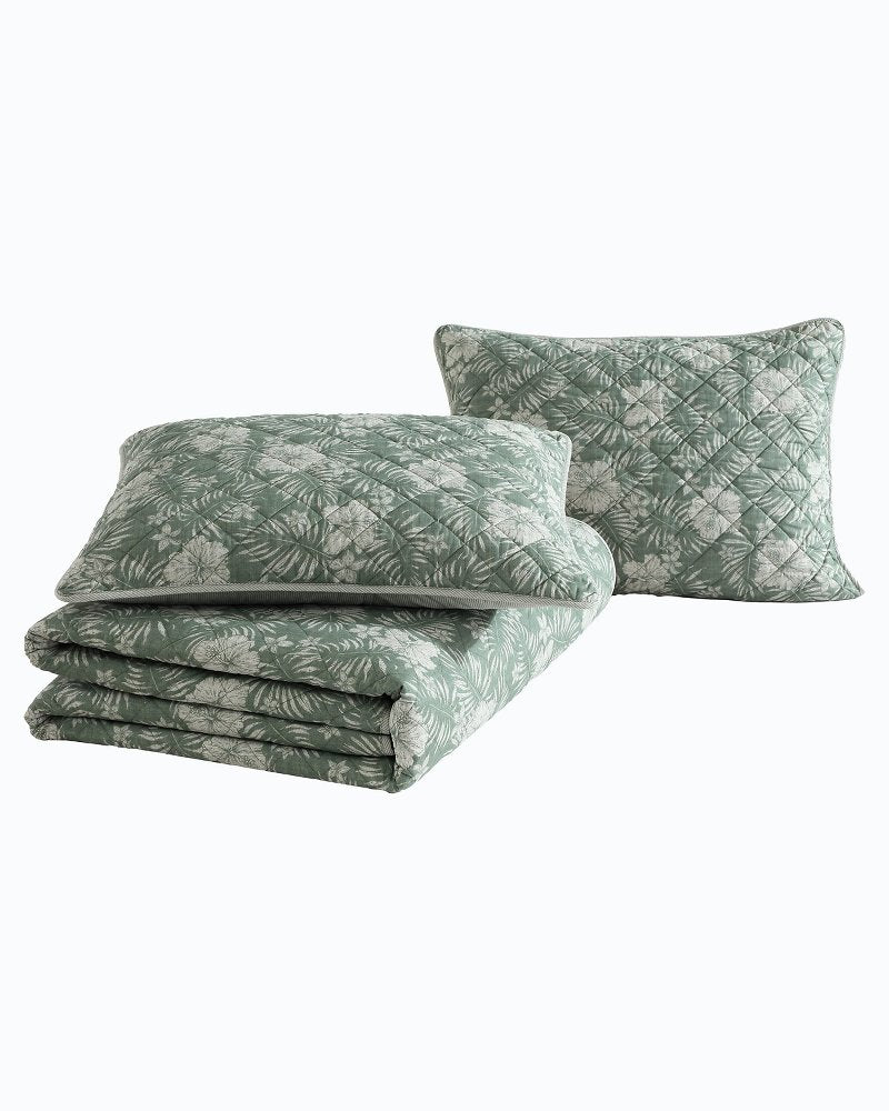Tommy Bahama Hibiscus Jungle Reversible 3-Piece King Quilt Set