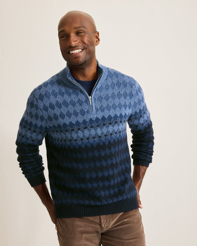 Tommy Bahama Ombré Argyle Half-Zip Sweater
