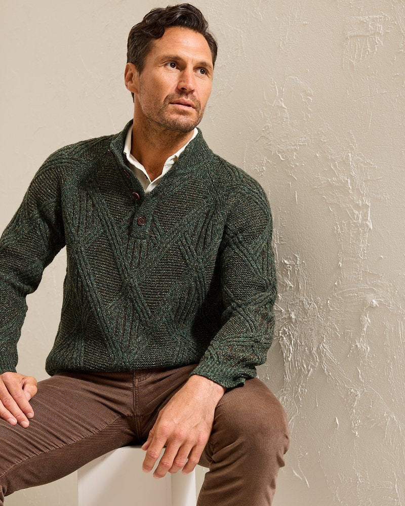 Tommy Bahama Beachscape Cable Button-Mock Sweater