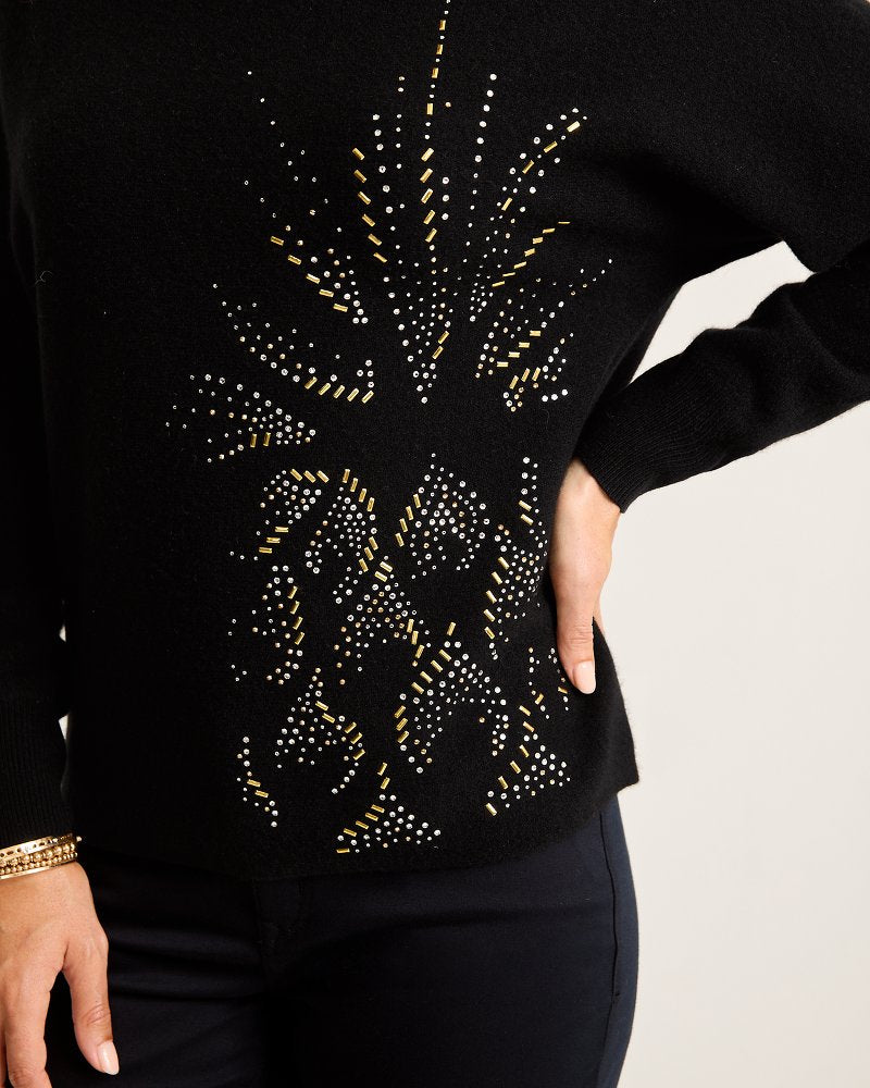 Tommy Bahama Embellished Pineapple Cashmere-Blend Sweater
