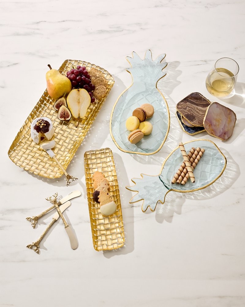 Tommy Bahama Braided Glass Serving Trays — Set of 2