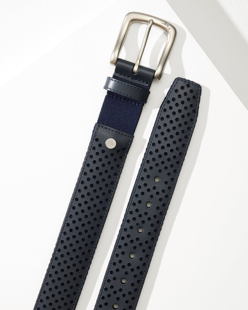 Tommy Bahama Leather Mesh Cushion Performance Belt