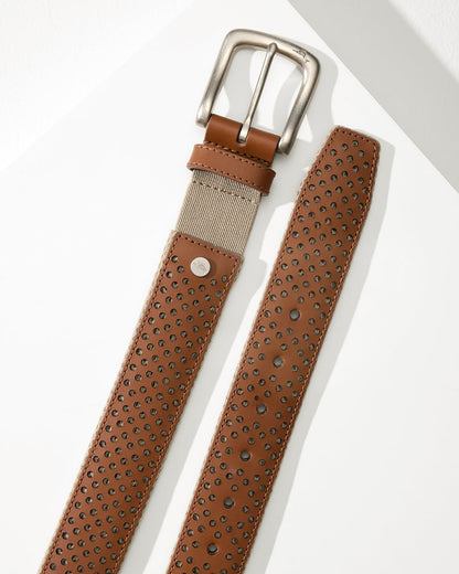 Tommy Bahama Leather Mesh Cushion Performance Belt