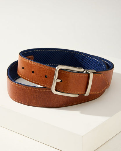 Tommy Bahama Leather Mesh Reversible Performance Belt