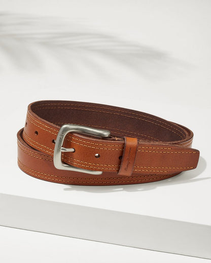 Tommy Bahama Leather Top-Stitch Belt
