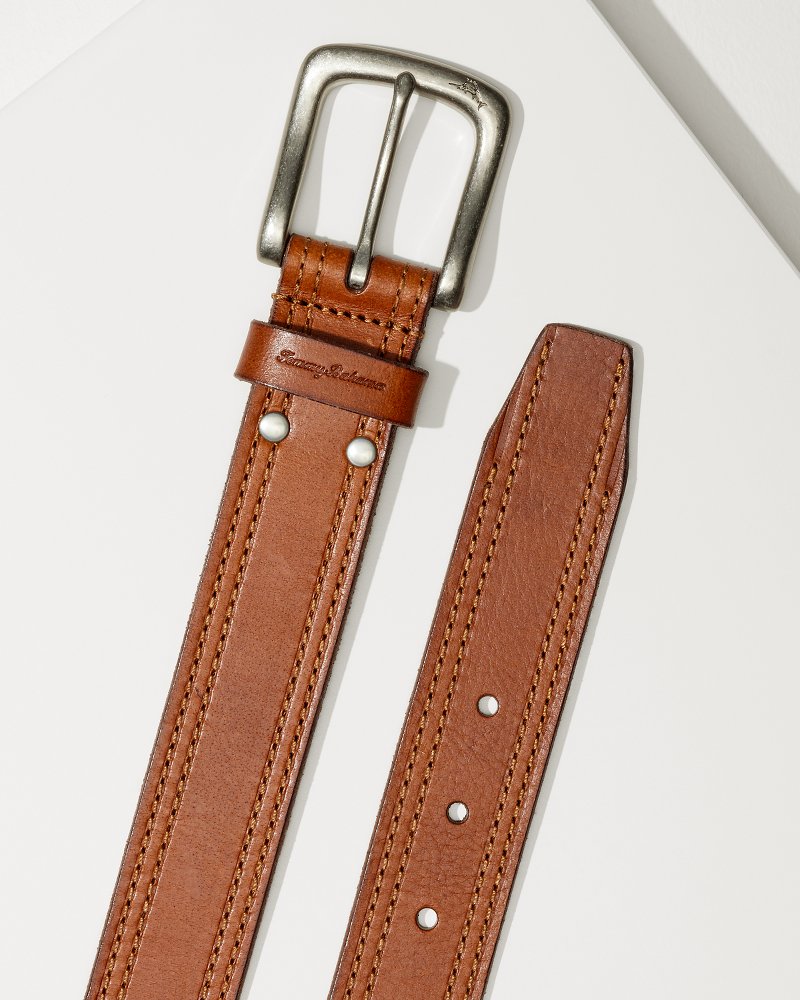 Tommy Bahama Leather Top-Stitch Belt