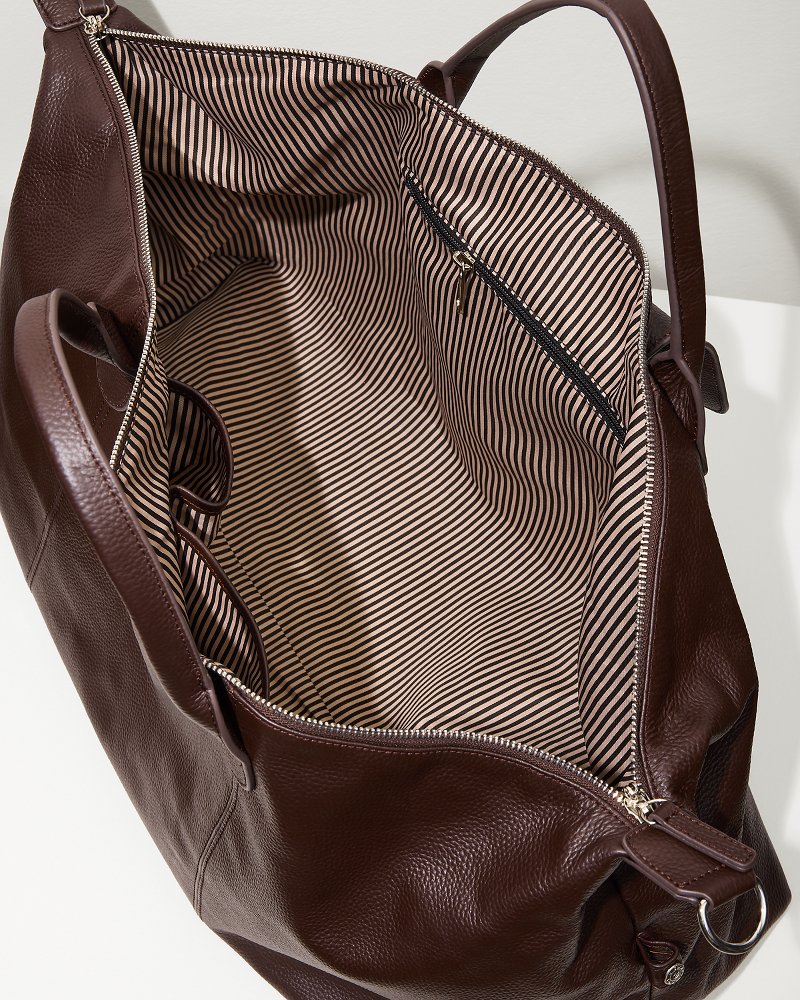 Tommy Bahama Stanford Brown Leather Duffel Bag