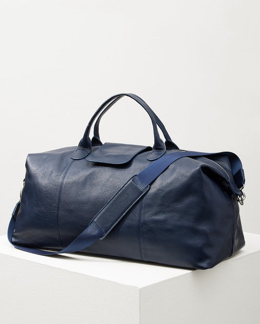 Tommy Bahama Stanford Navy Leather Duffel Bag