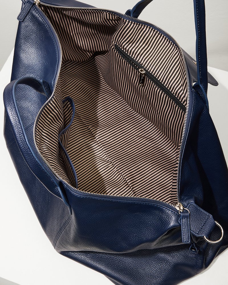 Tommy Bahama Stanford Navy Leather Duffel Bag