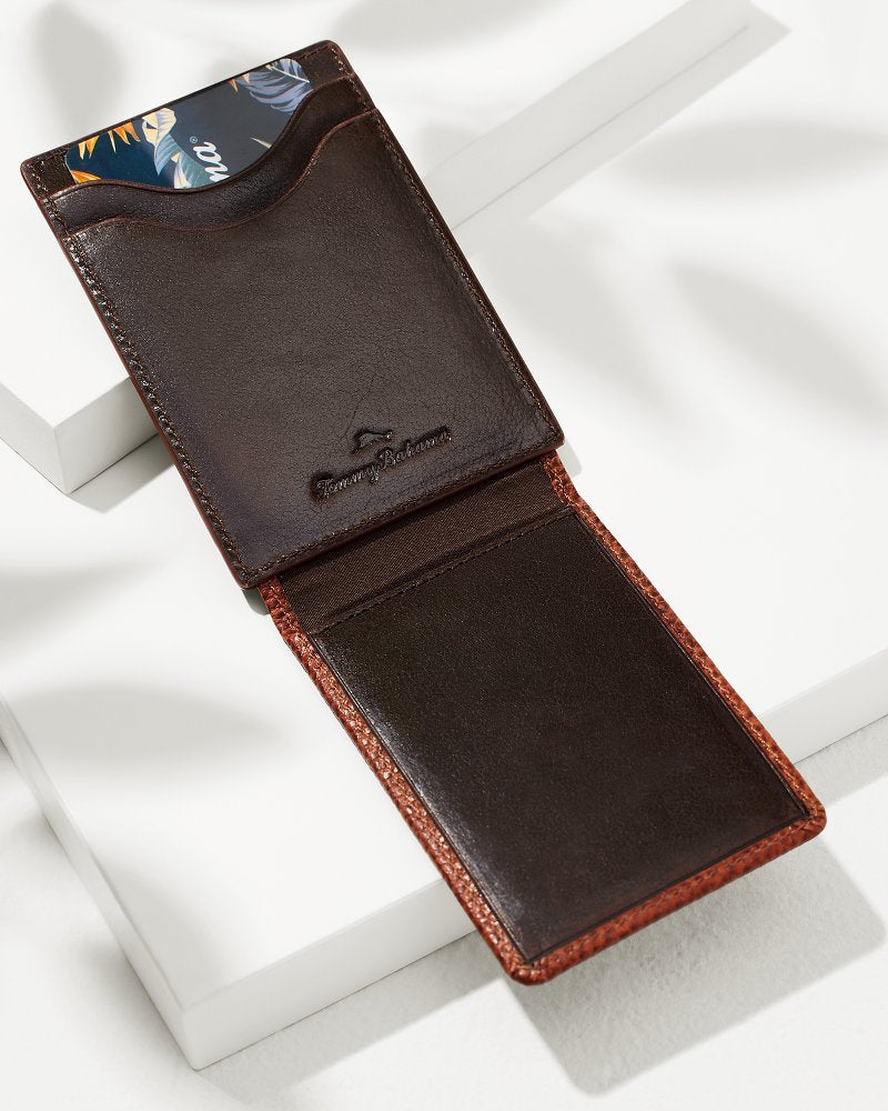 Tommy Bahama Scotchgrain Leather Magnetic Front Pocket Wallet