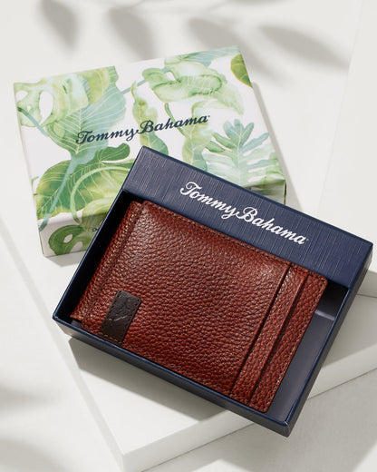 Tommy Bahama Scotchgrain Leather Magnetic Front Pocket Wallet