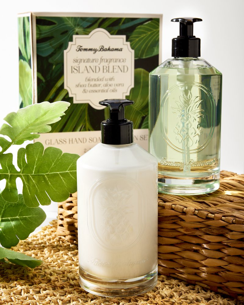 Tommy Bahama Island Blend Glass Hand Soap & Lotion Set