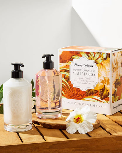Tommy Bahama Maui Mango Glass Hand Soap & Lotion Set