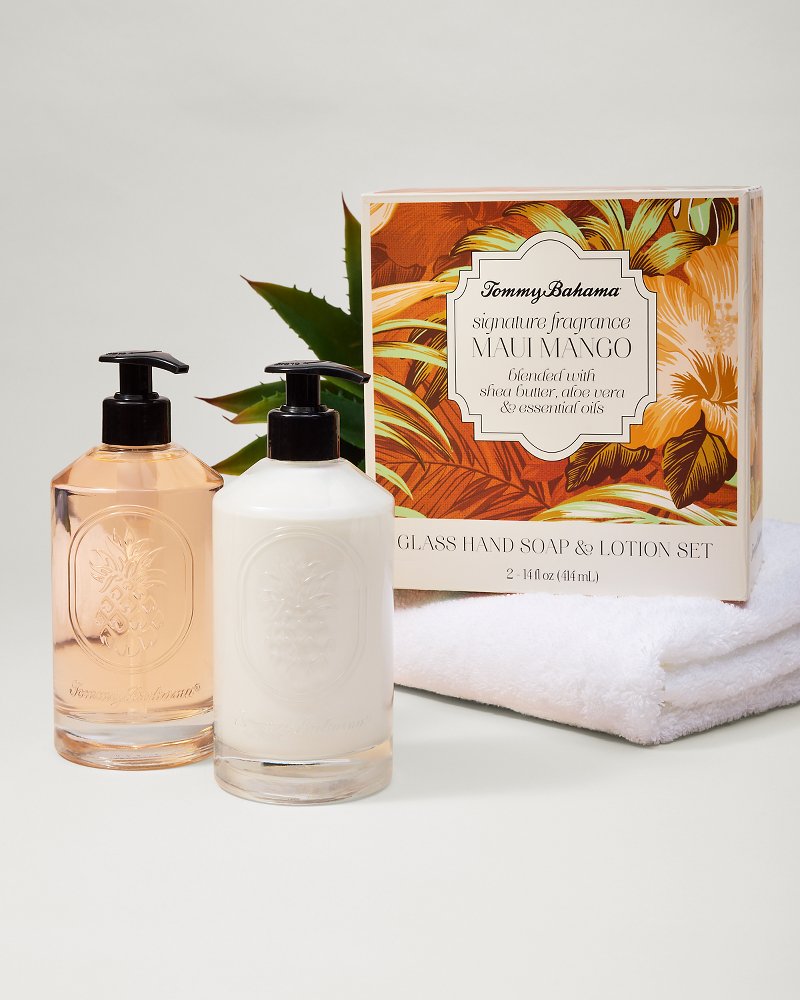 Tommy Bahama Maui Mango Glass Hand Soap & Lotion Set