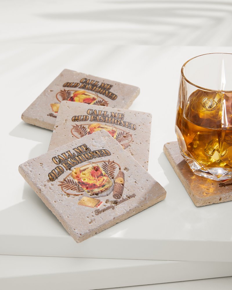 Tommy Bahama Call Me Old Fashioned Travertine Coaster Set