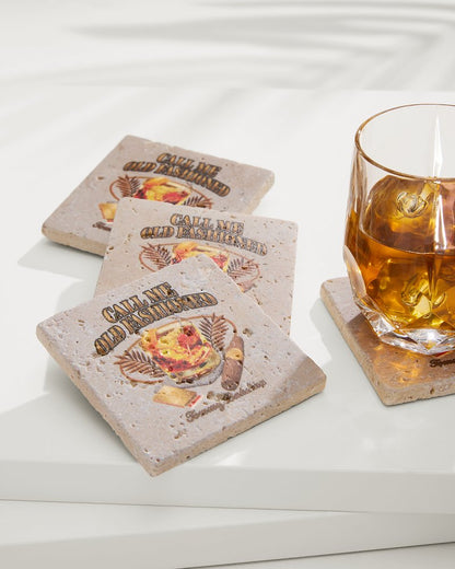 Tommy Bahama Call Me Old Fashioned Travertine Coaster Set