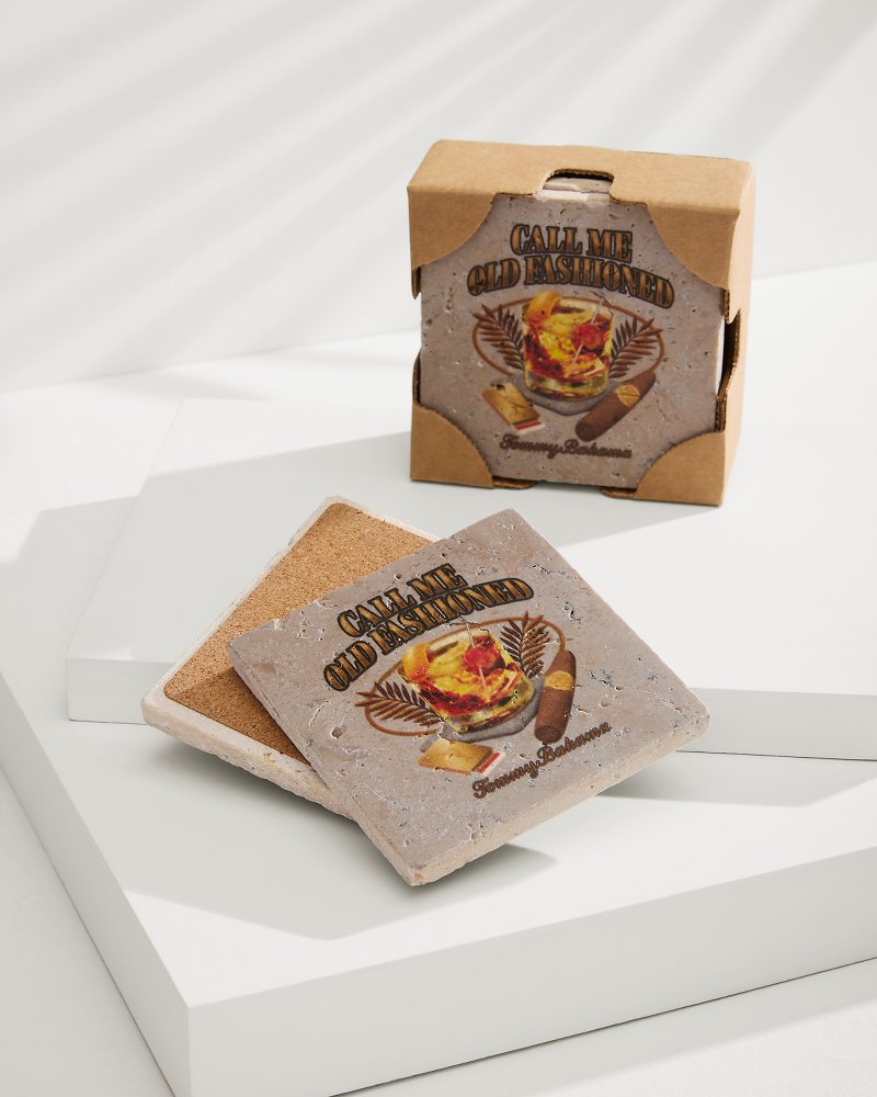Tommy Bahama Call Me Old Fashioned Travertine Coaster Set