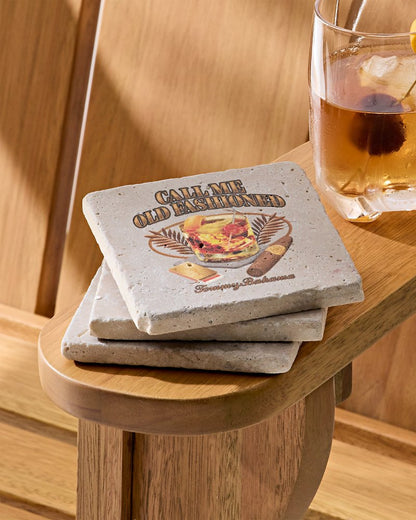 Tommy Bahama Call Me Old Fashioned Travertine Coaster Set