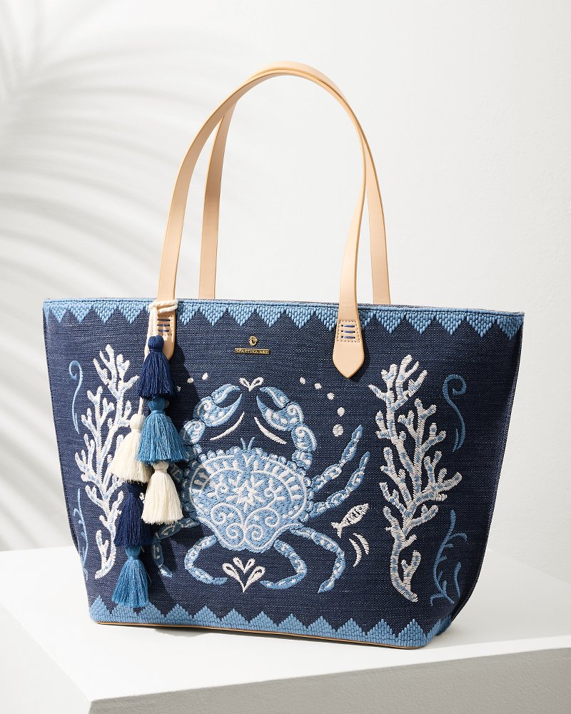 Tommy Bahama Embroidered Fiesta Crab Tote