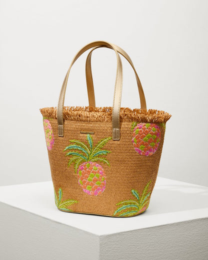 Tommy Bahama Flamingo Pineapple Straw Tote