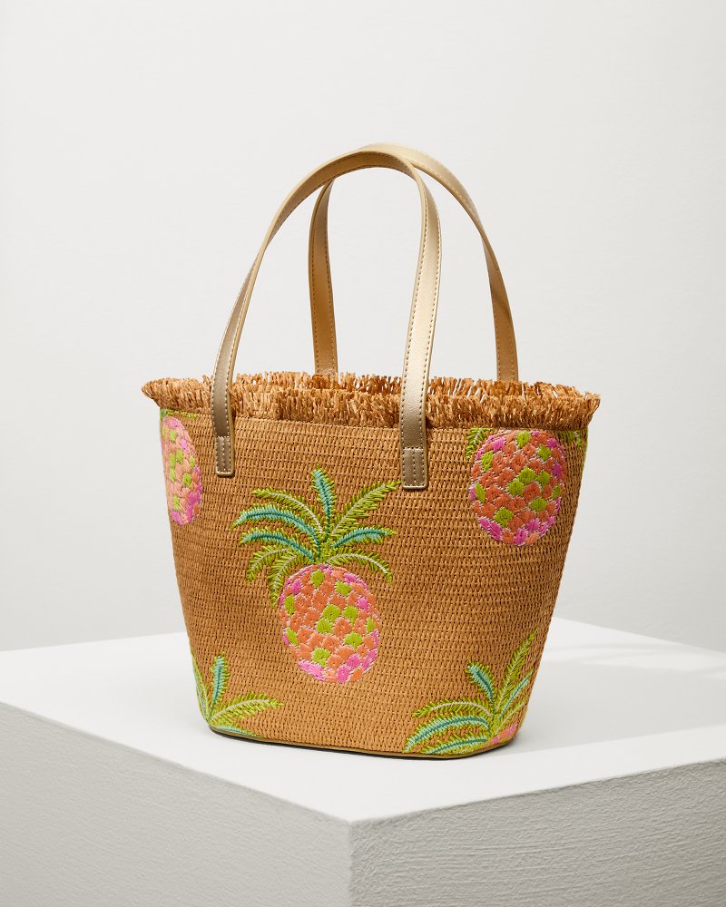 Tommy Bahama Flamingo Pineapple Straw Tote