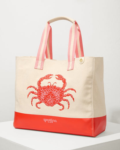 Tommy Bahama Embroidered Red Crab Beach Tote