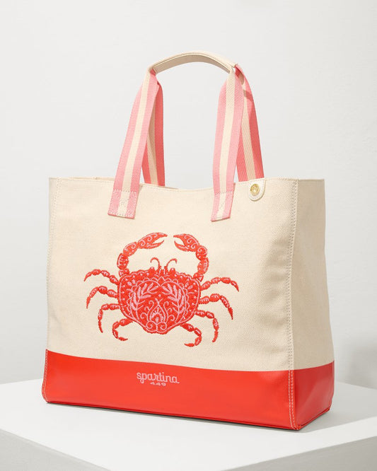 Tommy Bahama Embroidered Red Crab Beach Tote