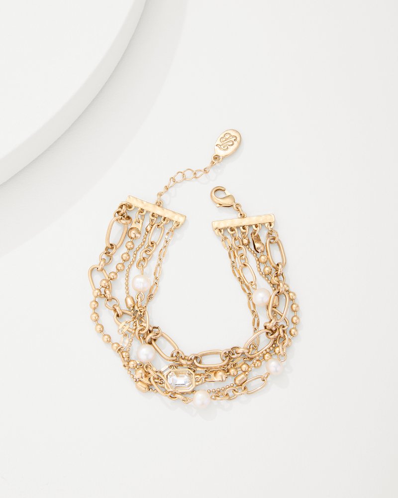 Tommy Bahama Tidal Treasure Pearl and Chain Layered Bracelet