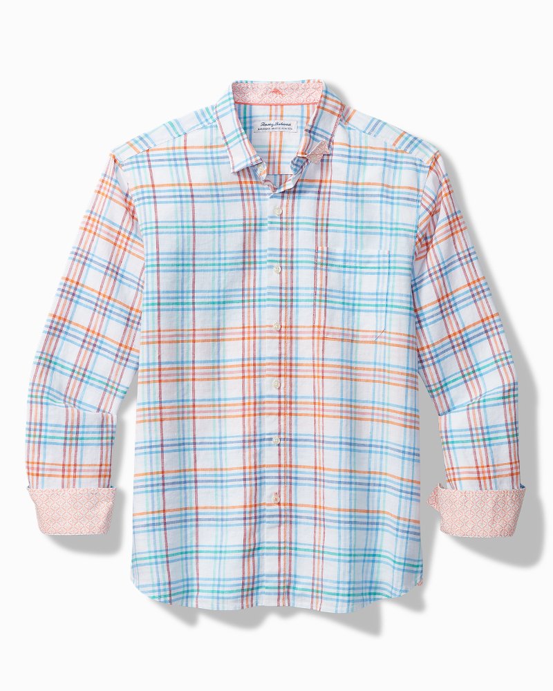 Tommy Bahama Big & Tall Barbados Breeze La Via Check Stretch-Linen Shirt