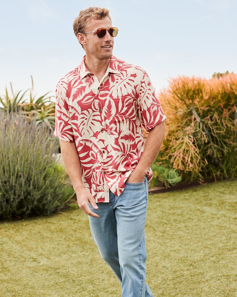Tommy Bahama Big & Tall Veracruz Cay Lindavista Leaves Short-Sleeve Shirt