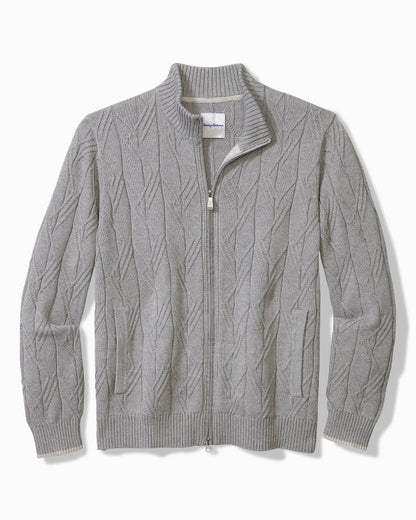 Tommy Bahama Big & Tall Capital Cable Full-Zip Cardigan