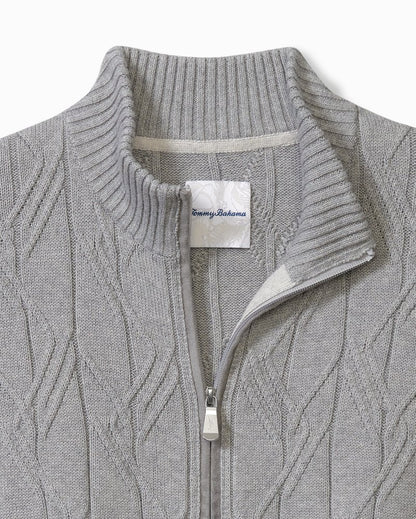 Tommy Bahama Big & Tall Capital Cable Full-Zip Cardigan