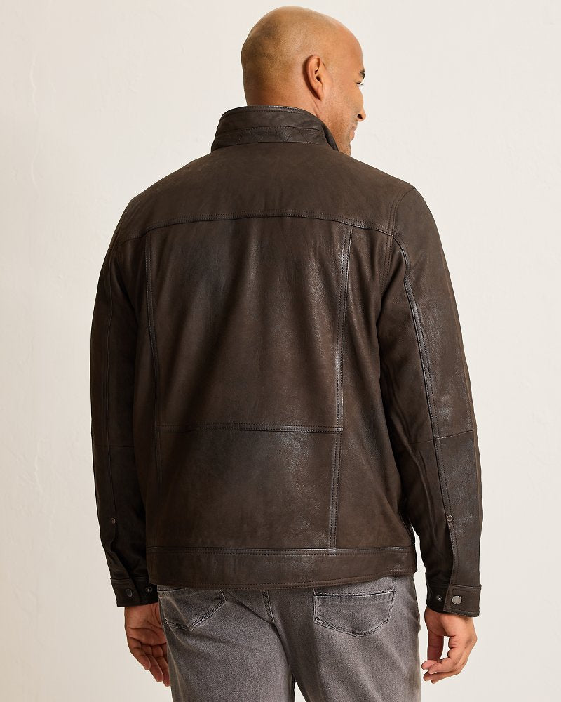 Tommy Bahama Big & Tall Highland Rocker Leather Jacket