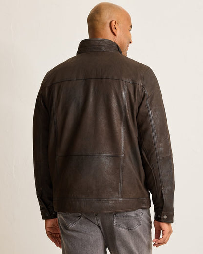 Tommy Bahama Big & Tall Highland Rocker Leather Jacket