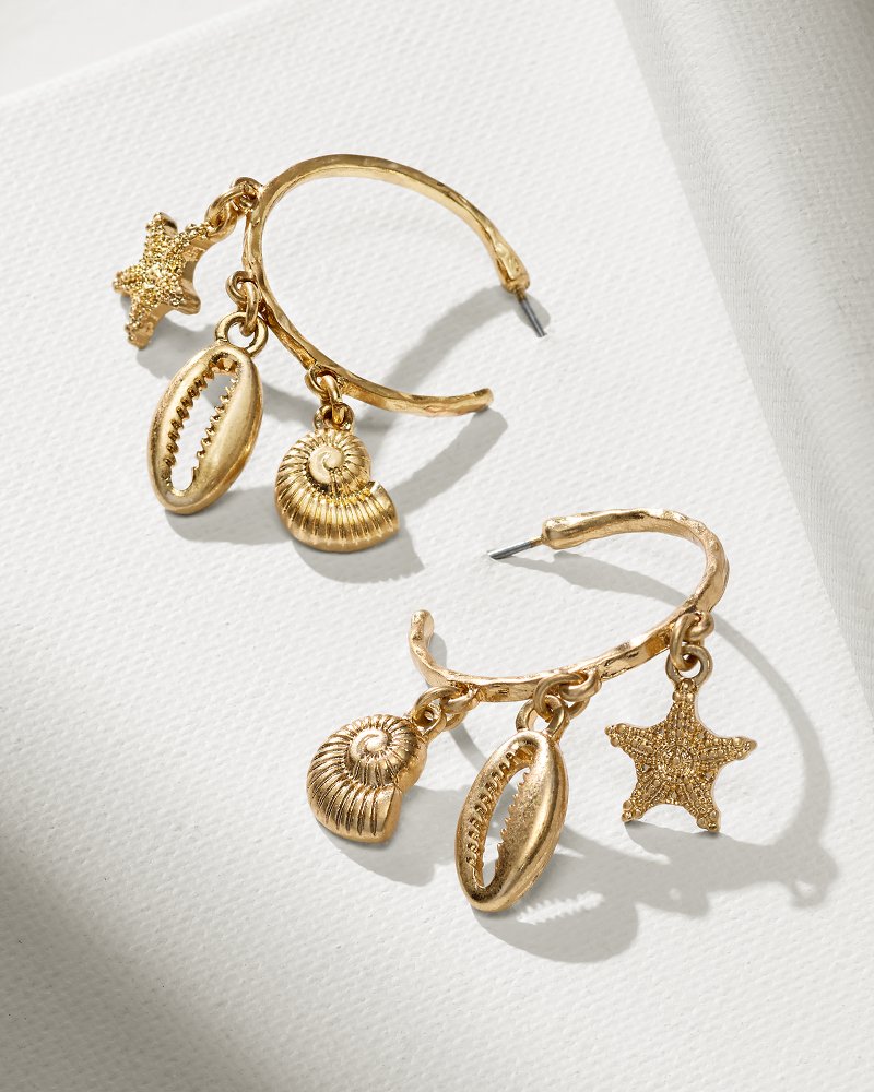Tommy Bahama Indigo Bay Sealife Charm Hoop Earrings