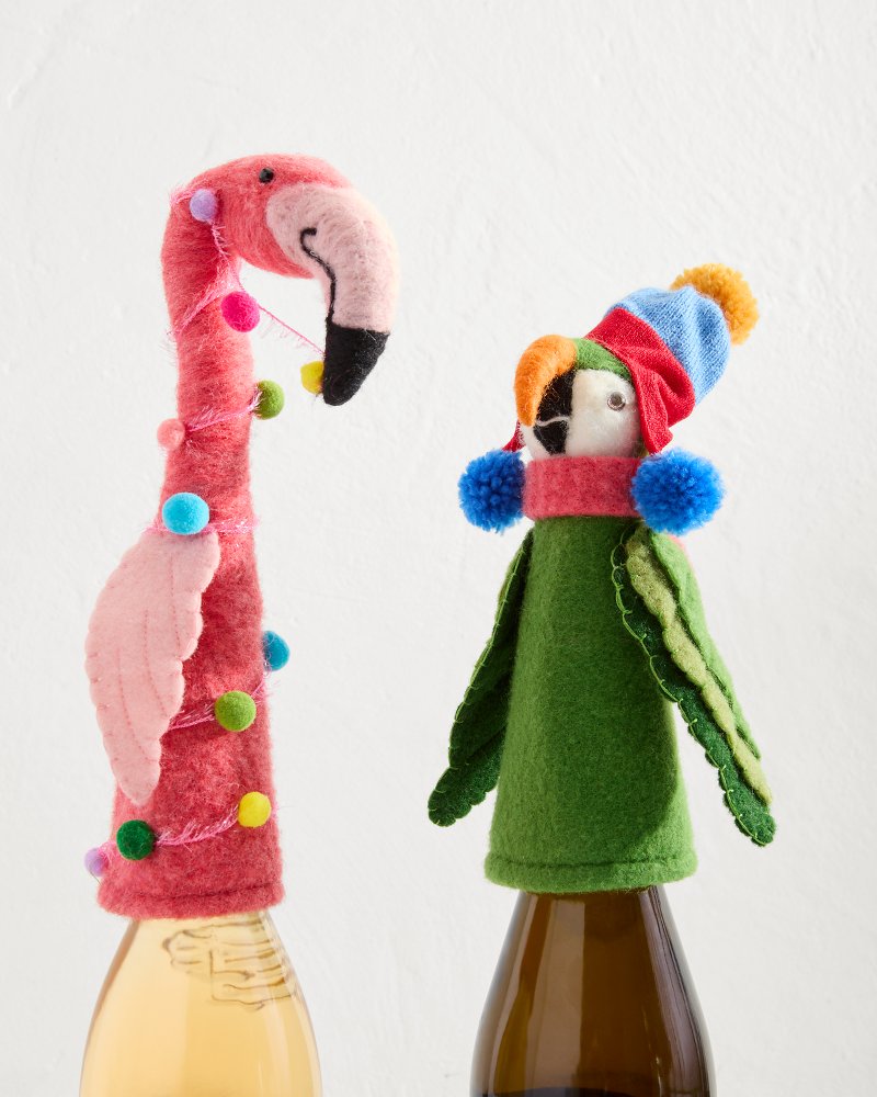 Tommy Bahama Flamingo & Parrot Bottle Topper Set