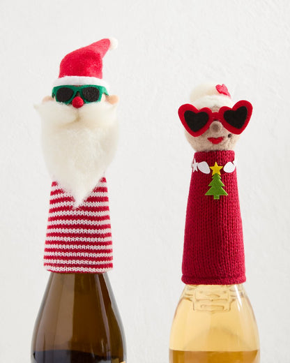 Tommy Bahama Santa & Mrs. Claus Bottle Topper Set