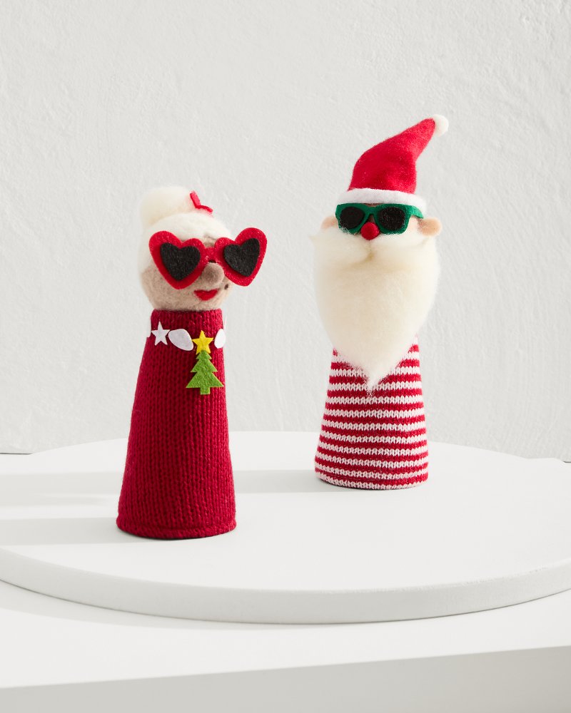 Tommy Bahama Santa & Mrs. Claus Bottle Topper Set