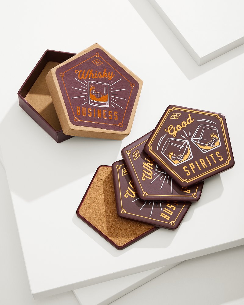 Tommy Bahama Whisky Business Coasters — Set of 4