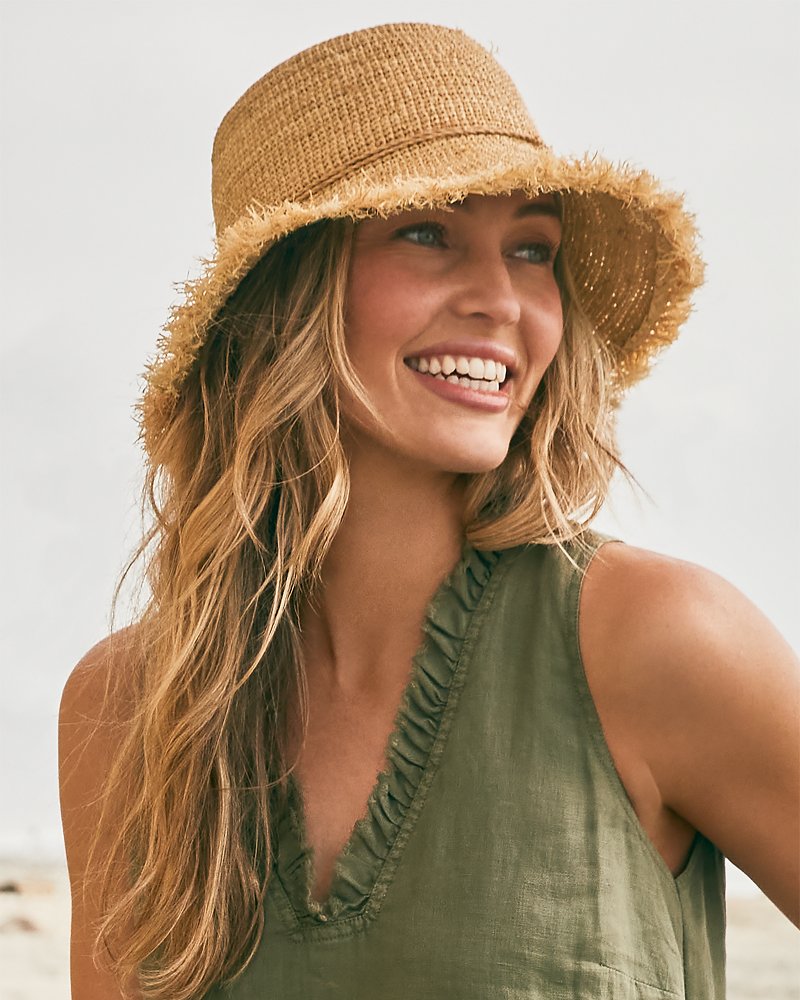 Tommy Bahama Raffia Packable Bucket Hat