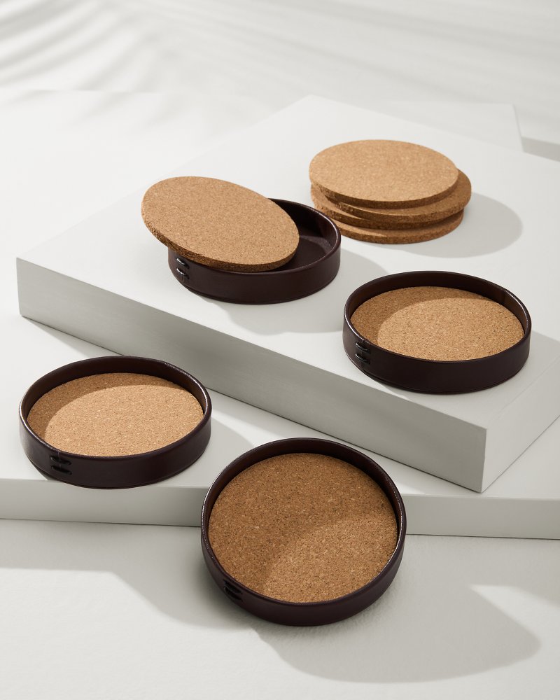 Tommy Bahama Leather Coasters—Set of 4