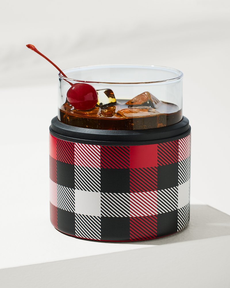 Tommy Bahama Asobu® On the Rocks Glass & Kuzie - Plaid
